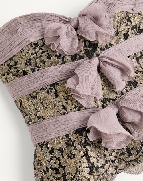 Valentino - Top De Chiffon - Gris/mauve/oro - Mujer - Camisas Y Tops