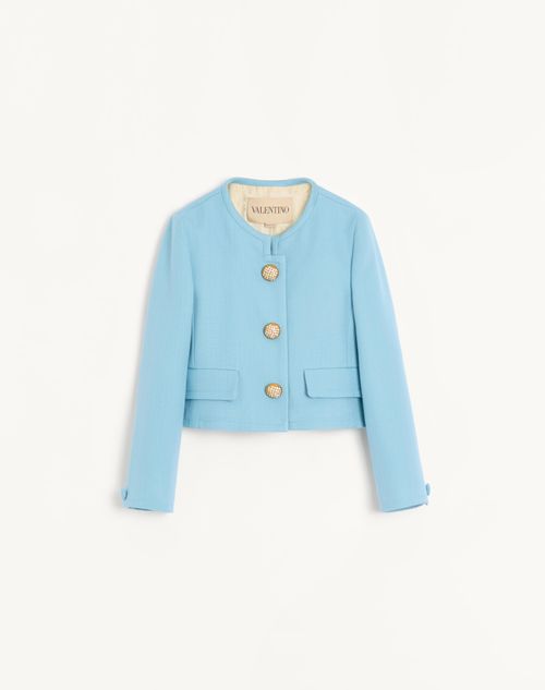 Valentino - Short Canvas Jacket - Pastel Gray - Woman - Jackets And Blazers