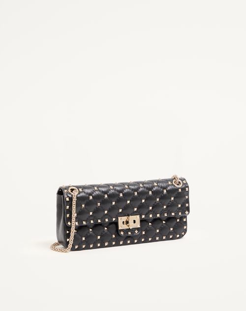 Valentino Garavani - Valentino Garavani Rockstud Spike Medium Shoulder Bag In Kidskin - Black - Woman - Shoulder Bags