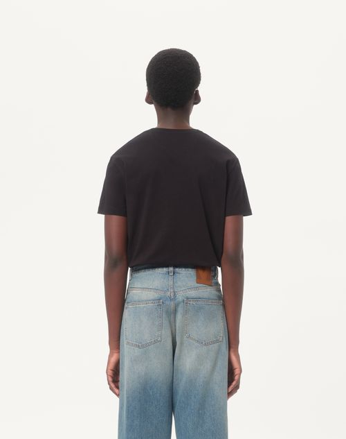 Cotton T-shirt With Vlogo Signature Patch for Man in White