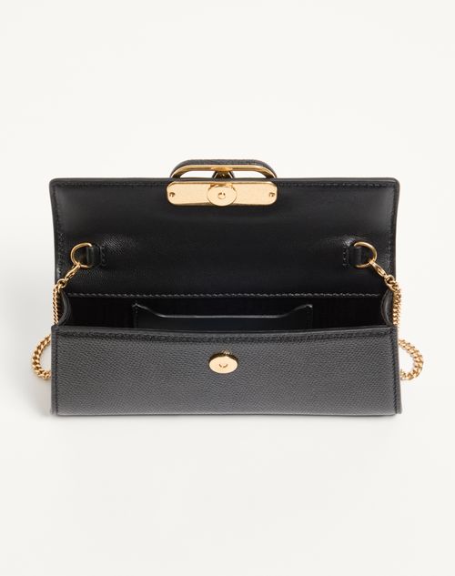 Valentino Garavani - Valentino Garavani Vsling Mini Handbag In Grainy Calfskin - Black - Woman - Top Handle Bags