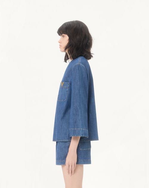 Valentino - Denim Chambray Shirt - Blue - Woman - Denim