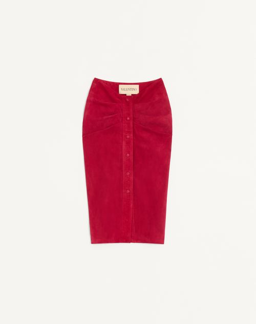 Valentino Suede Skirt Woman Cherry Red 40