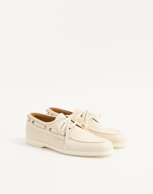 Valentino Garavani - Palm Avenue Kidskin Boat Shoe - Ivory - Man - Loafers And Driver
