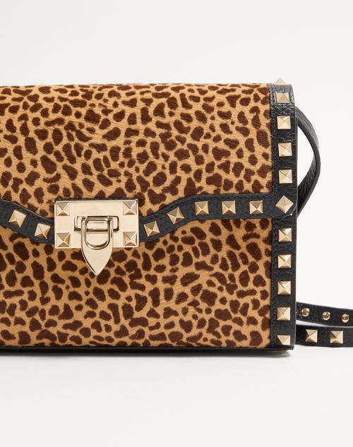 Valentino Garavani - Valentino Garavani Rockstud Small Shoulder Bag In Pony-effect Calfskin With Animal Print - Animal Print - Woman - Shoulder Bags
