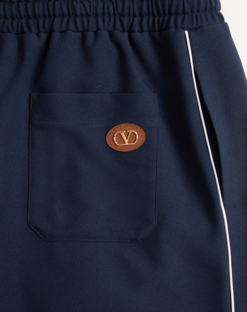 Valentino - Nylon Pants With Vlogo Patch - Blue - Man - Pants And Shorts