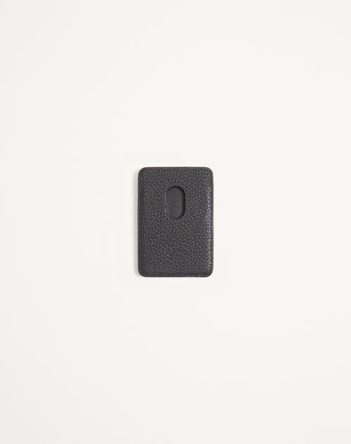 Valentino Garavani - Valentino Garavani Rockstud Magnetic Cardholder In Grainy Calfskin - Black - Woman - Wallets And Small Leather Goods