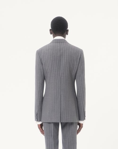 Valentino - Valentino Single-breasted Jacket In Pinstripe Wool - Grey - Man - Coats And Blazers