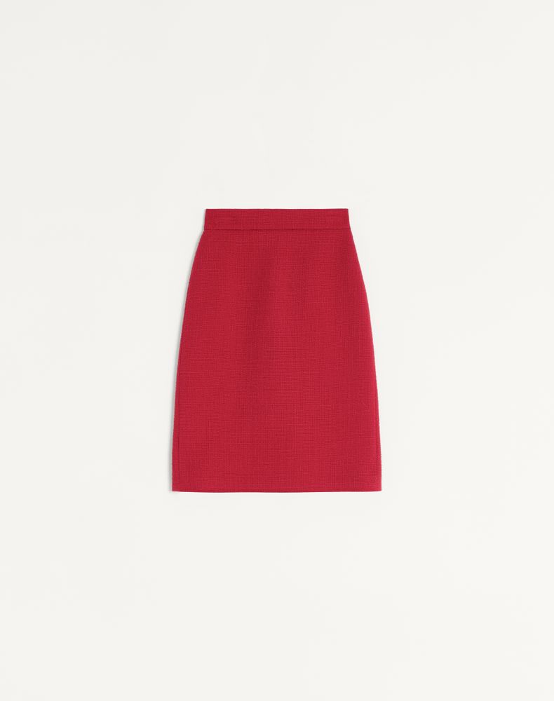 Valentino Women's Paris Plain Wool Tweed Midi Skirt Woman 46