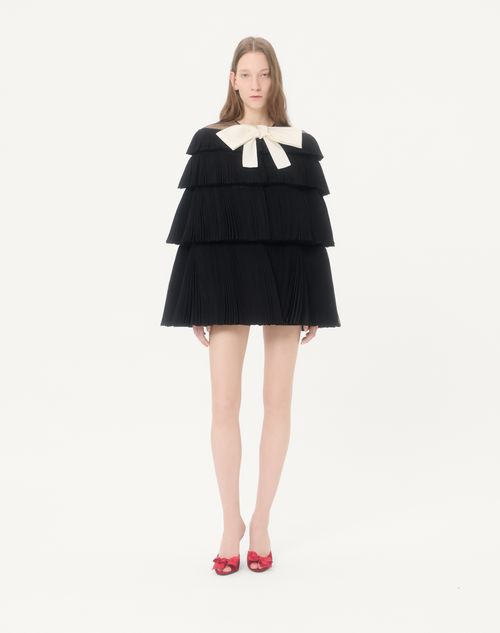 Valentino - Embroidered Organza Cape - Black/butter - Woman - Coats And Outerwear