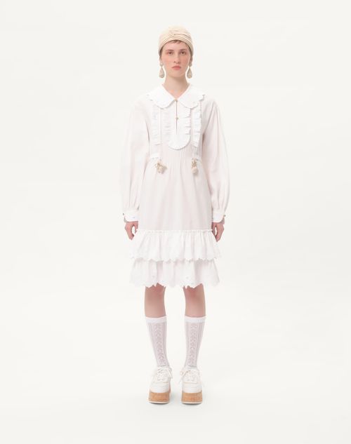 Valentino - Embroidered Cotton And Linen Dress - White - Woman - Dresses