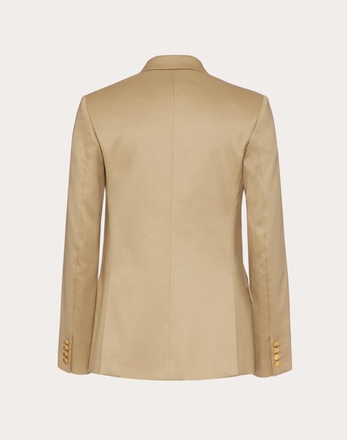 Valentino - Double-breasted Cotton Jacket - Sand - Man - Coats And Blazers