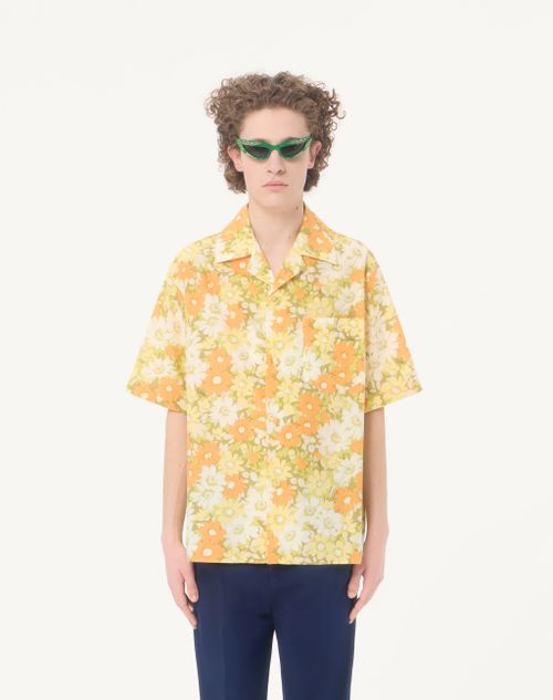 Valentino - Valentino Cotton Bowling Shirt With Papier Floral Print - Multicolor - Man - Shirts