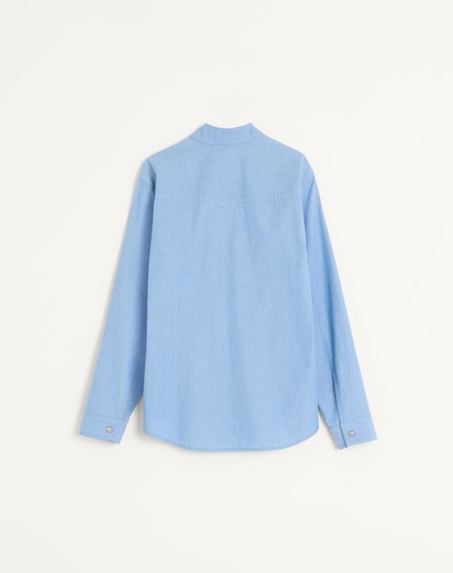 Valentino - Denim Shirt With Cabochons - Denim - Man - Denim