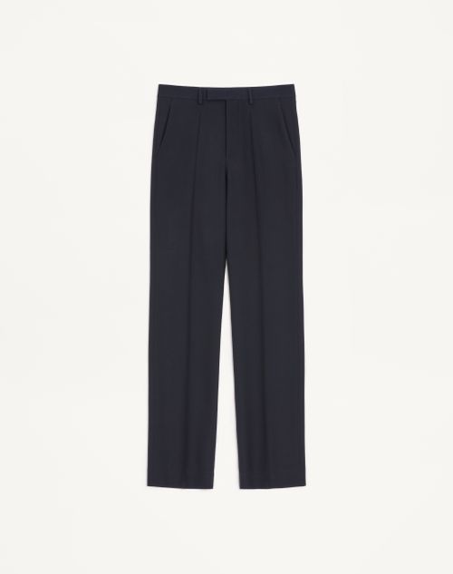 Valentino - Wool Trousers - Dark Blue - Man - Trousers And Shorts