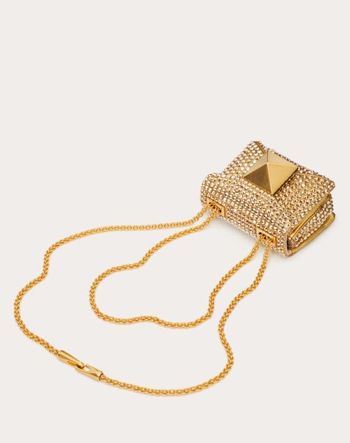 Valentino Garavani - One Stud Embroidered Micro Bag With Chain - Antique Brass - Woman - Shoulder Bags