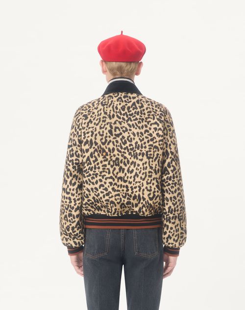 Valentino - Valentino Bomber Jacket In Wool Drape With Vgold On Side Pockets - Animal Print - Man - Outerwear