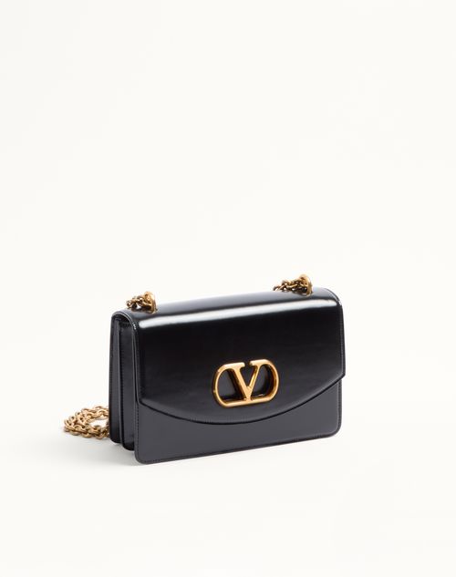 Valentino Garavani - Valentino Garavani Vain Shoulder Bag In Shiny Calfskin - Black - Woman - Shoulder Bags