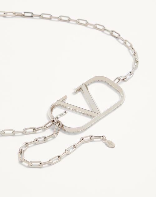 Valentino Garavani - Vlogo Signature Chain Belt - Palladium/crystal - Woman - Belts