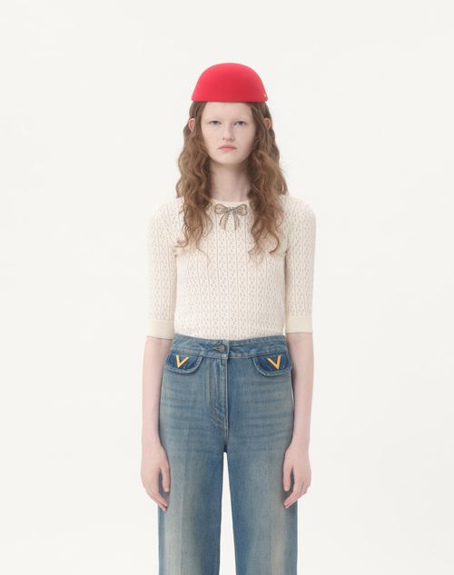 Valentino - Embroidered Cotton Top - Ivory - Woman - Knitwear