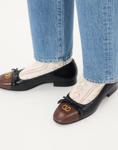 Valentino Garavani - Valet Du Roi Ballerina In Kidskin - Black/coffe - Man - Loafers And Driver