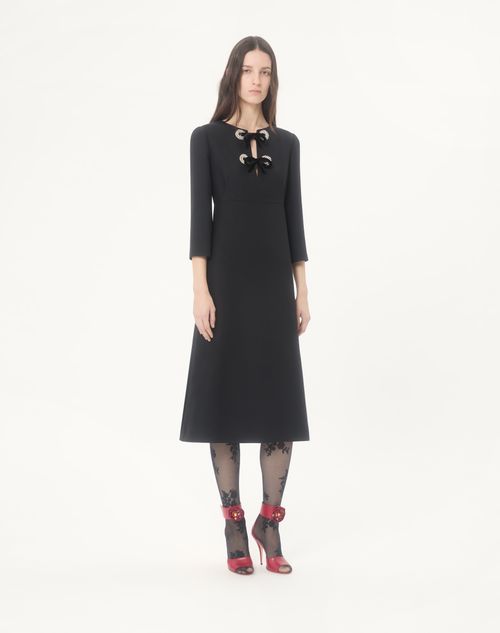 Valentino - Crepe Couture Midi Dress - Black/silver - Woman - Dresses