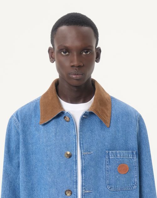 Valentino - Giacca Camicia Valentino In Denim Con Patch Vlogo - Denim - Uomo - Denim