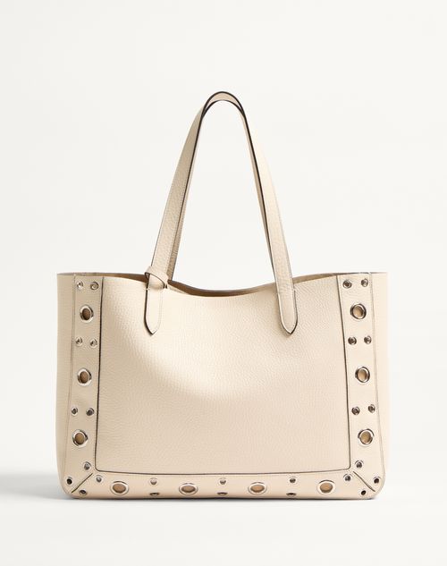 Valentino Garavani - Valentino Garavani Nellcôte Medium Shopping Bag In Grainy Calfskin - Light Ivory - Woman - Totes