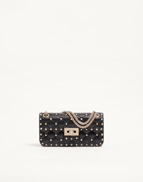Valentino Garavani - Valentino Garavani Rockstud Spike Small Shoulder Bag In Kidskin - Black - Woman - Shoulder Bags