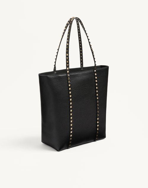 Valentino Garavani - Valentino Garavani Rockstud Shopping Bag In Grainy Calfskin - Black - Woman - Totes