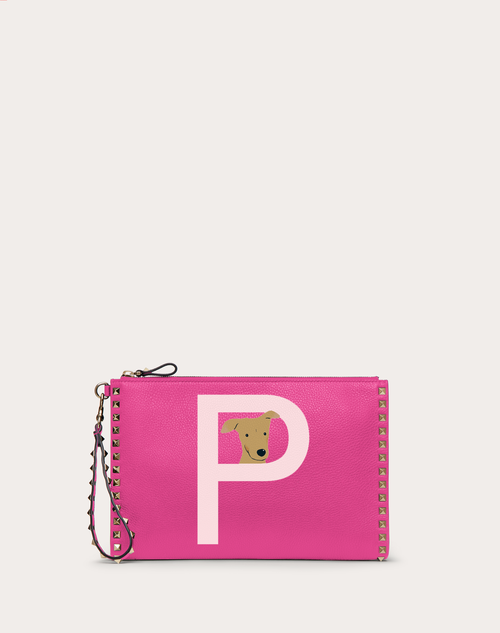 Valentino Garavani Rockstud Pet Pouch Woman Sheer Fuchsia/rose Quartz Uni In Pink