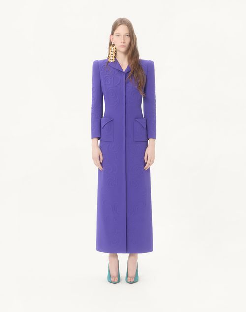 Valentino - Embroidered Cady Satin Coat - Purple - Woman - Coats And Outerwear