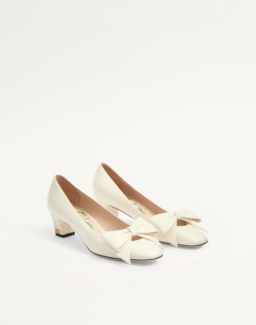 Valentino Garavani - Zapato Bowow De Cabritilla Con Tacón De 45 mm - Marfil - Mujer - Salones