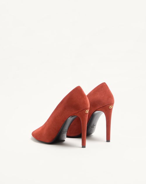 Valentino Garavani - Open Toe Révélé Suede Pumps 105mm - Rust - Woman - Pumps
