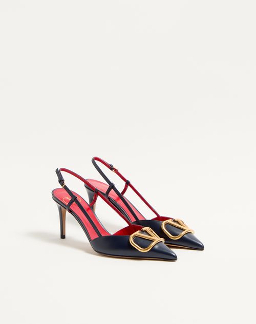 Valentino Garavani - Vlogo Signature Calfskin Slingback Pump 80mm / 3.15 In. - Black - Woman - Pumps