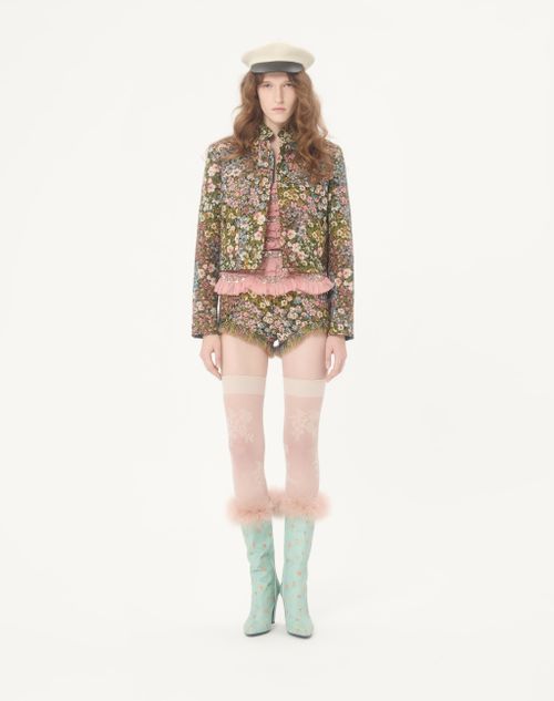 Valentino - Caban In Gobelin Apres L'hiver Fiorellini - Black/multicolour - Woman - Jackets And Blazers