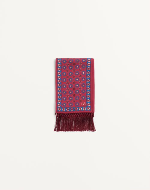 Valentino Garavani - Chamber Silk Bandeau Scarf With Fringe - Red/cobalt - Man - Soft Accessories