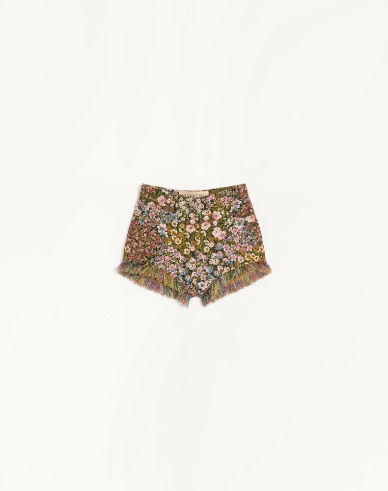 Valentino Women's Black/Multicolour Apres L'hiver Gobelin Shorts Fiorellini Woman 44