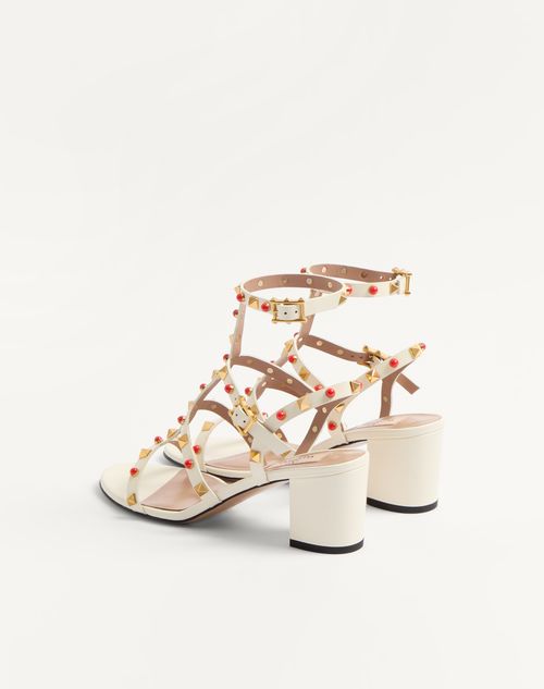 Valentino Garavani - Rockstud Calfskin Sandal With Cabochon Stones 60mm - Ivory - Woman - Sandals