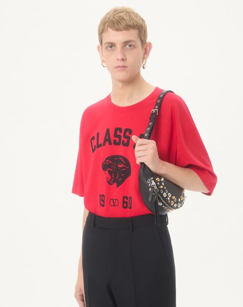 Valentino - Valentino Cotton T-shirt With Panther Print - Red/black - Man - T-shirts And Sweatshirts