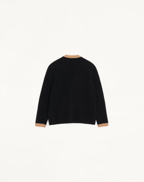 Valentino - Cárdigan De Lana - Negro/beige - Mujer - Prendas De Punto