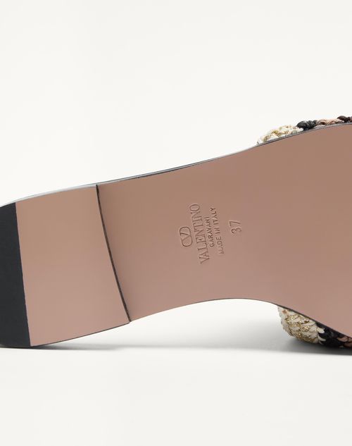 Valentino Garavani - Vlogo Signature Slide Sandal With Crochet Embroidery - Multicolor - Woman - Slides And Thongs