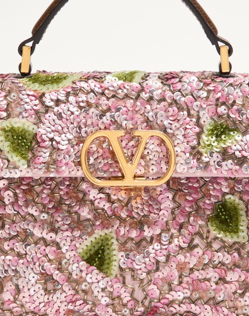 Valentino Garavani - Valentino Garavani Mini Vsling Embroidered Handbag - Pink/multicolor - Woman - Top Handle Bags