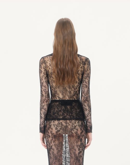 Valentino - Stretch Lace Cardigan - Black - Woman - Shirts And Tops