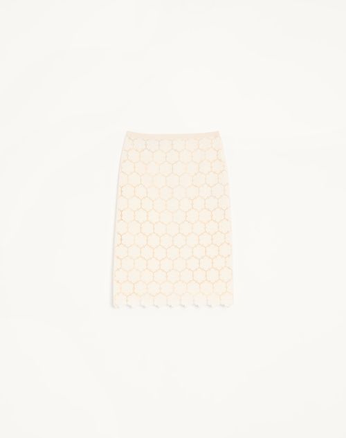 Valentino - Cotton Skirt With Fleurs À Jour - Latte - Woman - Skirts