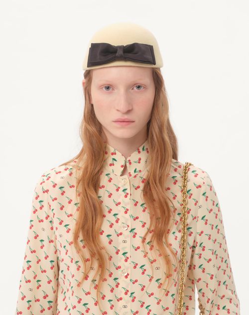 Valentino - Crepe De Chine Shirt With Cherryfic Print - Birch/cherry Red - Woman - Shirts And Tops