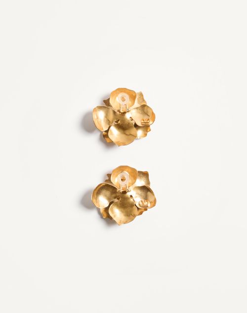 Valentino Garavani - Boucles D'oreilles Fleur Lumineuse En Métal - Antique Brass - Femme - Bijoux Et Montres