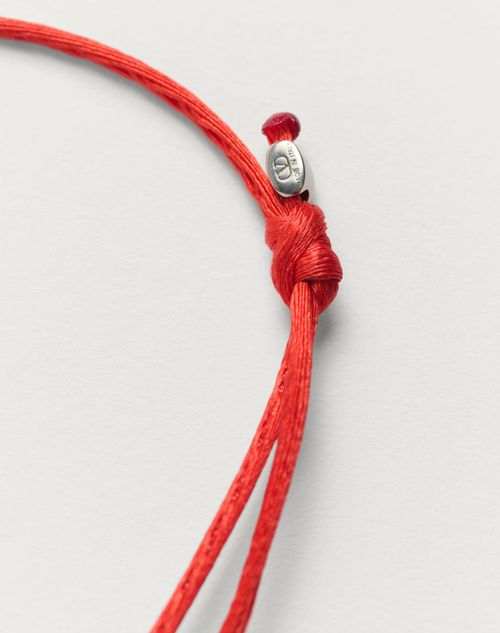 Valentino Garavani - Bracciale Vlogo Signature In Cotone - Rosso - Uomo - Gioielli