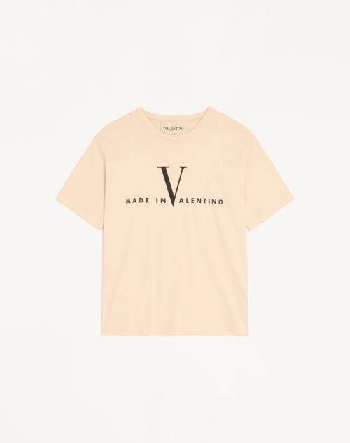 Valentino Valentino Cotton T-shirt With Made In Valentino Print Man Butter/black 3xl