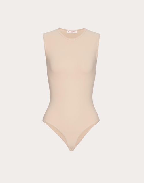 Valentino Logo-embroidered Sleeveless Bodysuit In Sand